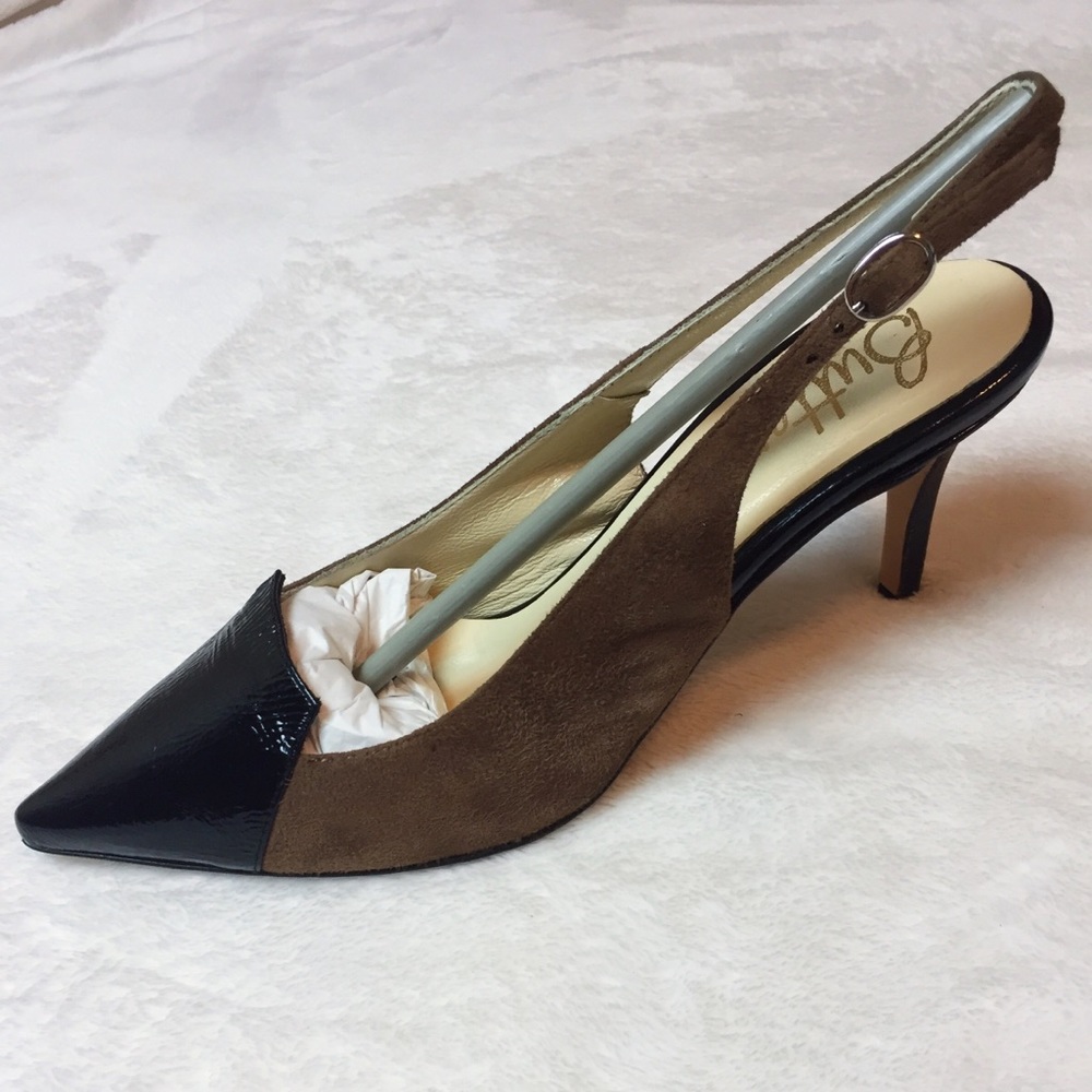 Butter Suede & Leather Slingback Kitten Heels